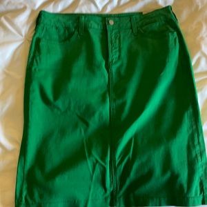 Green denim skirt